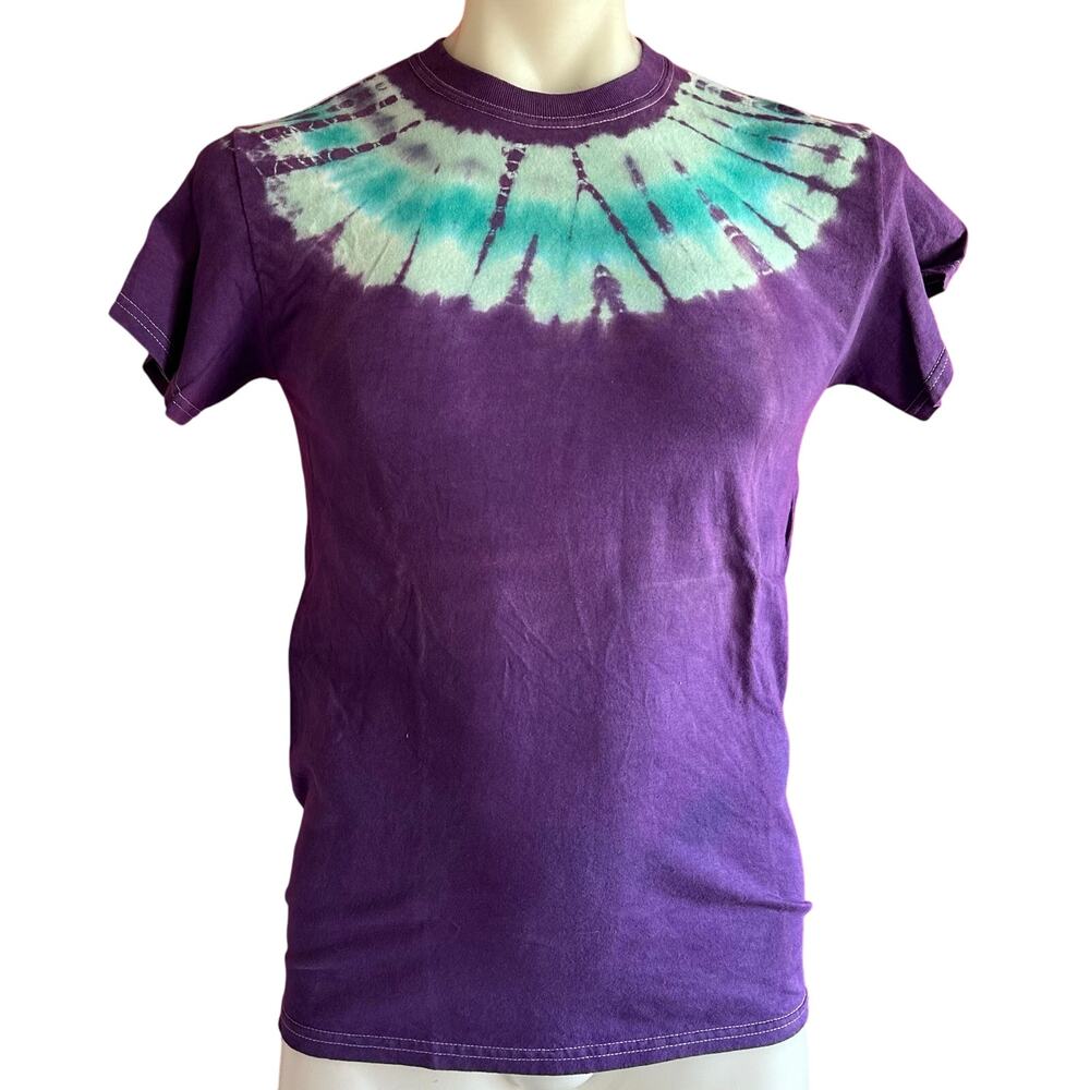 Mens Shirt Size Small Purple Tie Dye Handcrafted Hippy Festival Vacation Concert